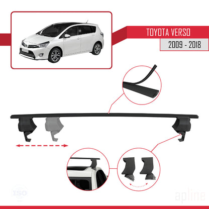 Compatible with Toyota Verso (AR20) 2009-2018 ACE-4 Car Roof Rack Cross Bar Black Aluminium 2 Bars
