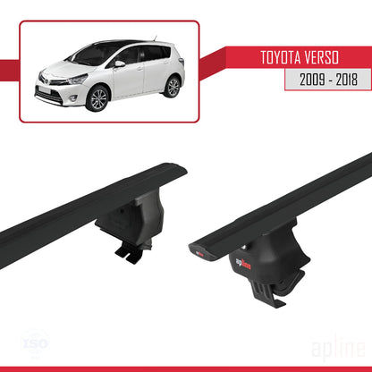 Compatible with Toyota Verso (AR20) 2009-2018 ACE-4 Car Roof Rack Cross Bar Black Aluminium 2 Bars