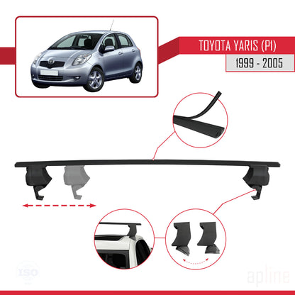 Compatible with Toyota Yaris (XP10) 1999-2005 ACE-4 Car Roof Rack Cross Bar Black Aluminium 2 Bars