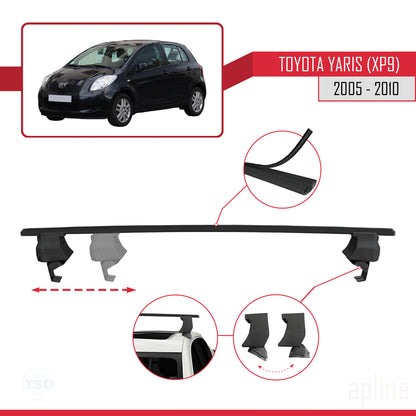 Compatible with Toyota Yaris 2 (XP90) 2005-2010 ACE-4 Car Roof Rack Cross Bar Black Aluminium 2 Bars