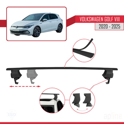 Compatible with Volkswagen Golf 8 (CD1) 2020-2025 ACE-4 Car Roof Rack Cross Bar Black Aluminium 2 Bars