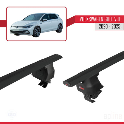 Compatible with Volkswagen Golf 8 (CD1) 2020-2025 ACE-4 Car Roof Rack Cross Bar Black Aluminium 2 Bars