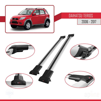 Compatible with Daihatsu Terios 2 (J200) 2006-2017 FLY Model Car Roof Rack Cross Bar Grey Aluminium 2 Bars