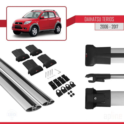 Compatible with Daihatsu Terios 2 (J200) 2006-2017 FLY Model Car Roof Rack Cross Bar Grey Aluminium 2 Bars