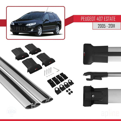 Compatible with Peugeot 407 SW 2005-2011 FLY Model Car Roof Rack Cross Bar Grey Aluminium 2 Bars
