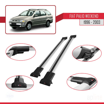 Compatible with Fiat Palio (178) Weekend 1996-2003 FLY Model Car Roof Rack Cross Bar Grey Aluminium 2 Bars