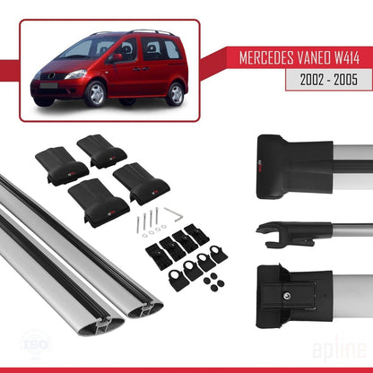 Compatible with Mercedes Vaneo (W414) 2002-2005 FLY Model Car Roof Rack Cross Bar Grey Aluminium 2 Bars