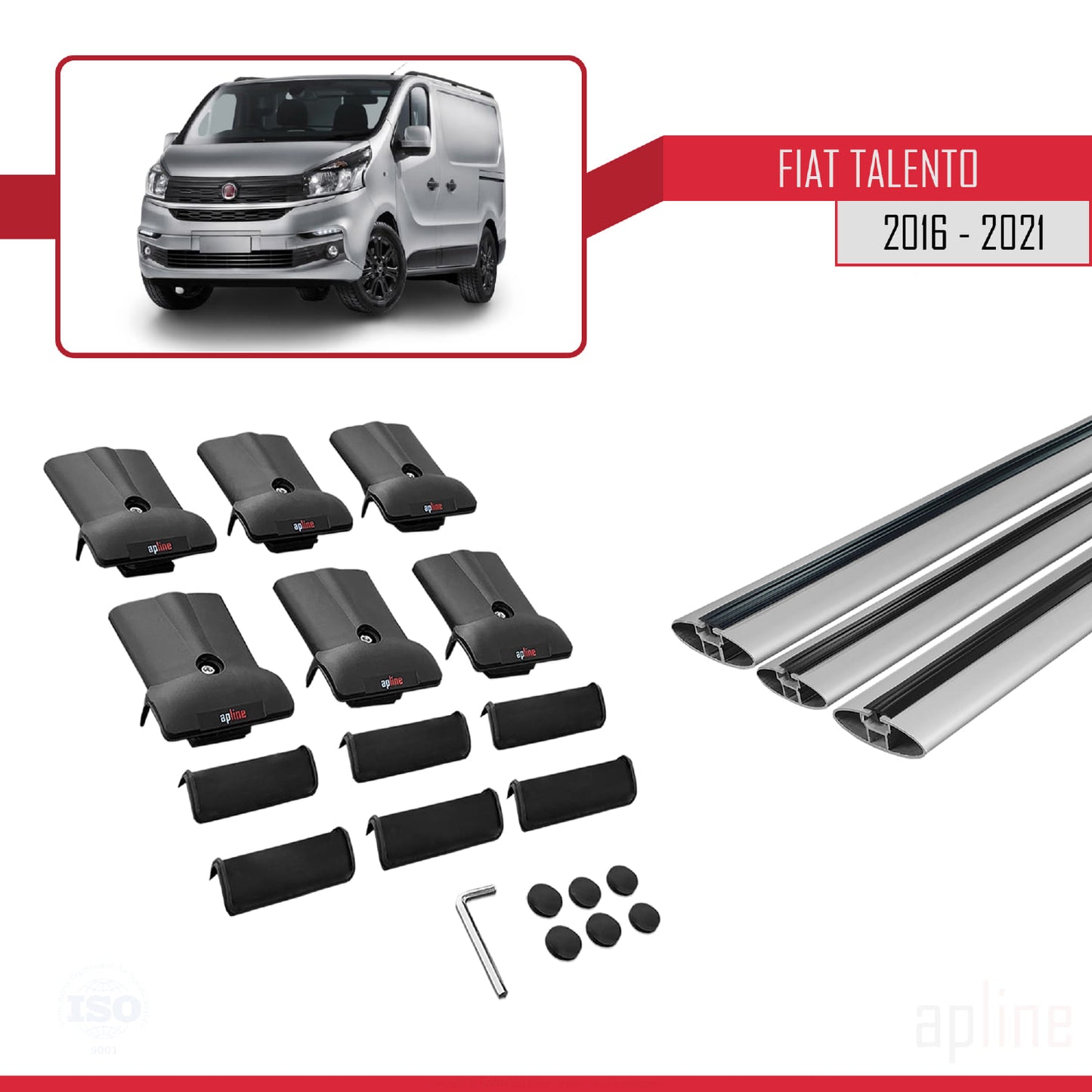 Compatible with Fiat Talento 2016-2021 FLY Model Car Roof Rack Cross Bar Grey Aluminium 3 Bars