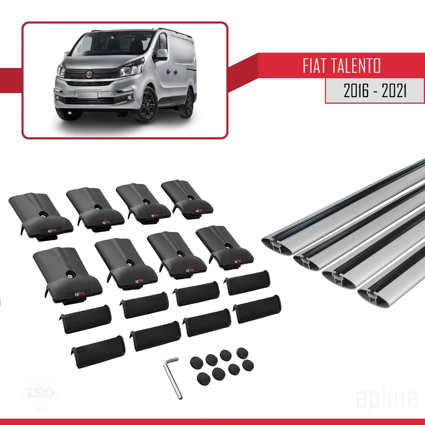 Compatible with Fiat Talento 2016-2021 FLY Model Car Roof Rack Cross Bar Grey Aluminium 4 Bars