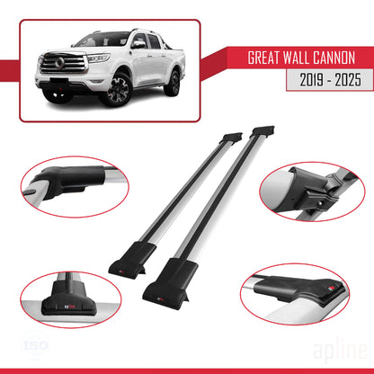 Compatible with Great Wall Cannon 2019-2025 FLY Model Car Roof Rack Cross Bar Grey Aluminium 2 Bars