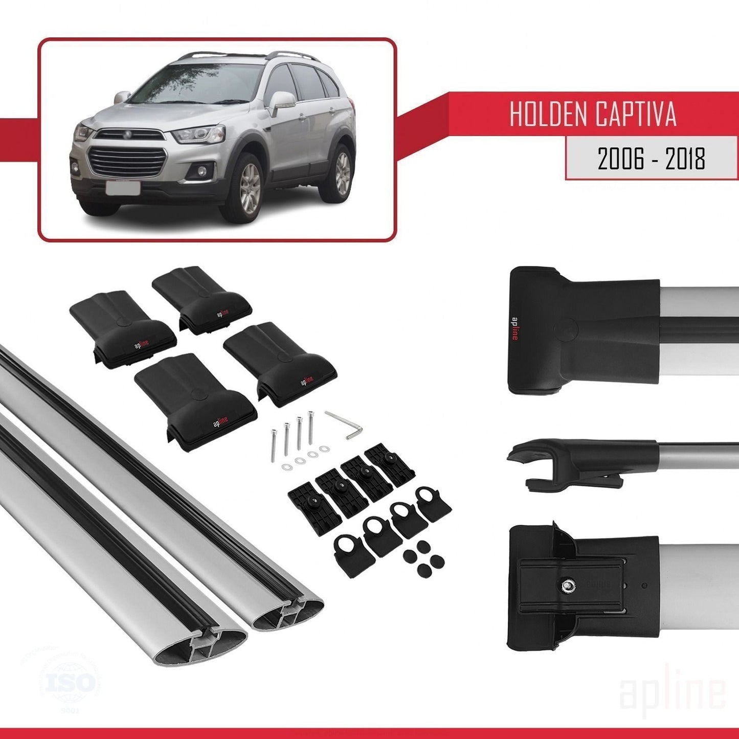 Compatible with Holden Captiva 2006-2018 FLY Model Car Roof Rack Cross Bar Grey Aluminium 2 Bars