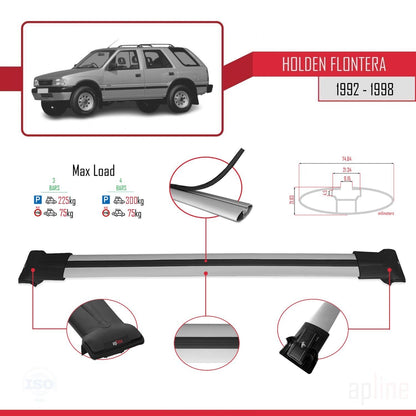 Compatible with Holden Frontera 1992-1998 FLY Model Car Roof Rack Cross Bar Grey Aluminium 3 Bars