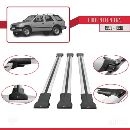 Compatible with Holden Frontera 1992-1998 FLY Model Car Roof Rack Cross Bar Grey Aluminium 3 Bars