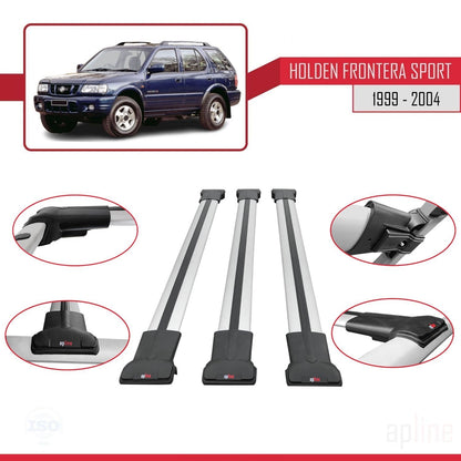 Compatible with Holden Frontera Sport 2 1999-2004 FLY Model Car Roof Rack Cross Bar Grey Aluminium 3 Bars