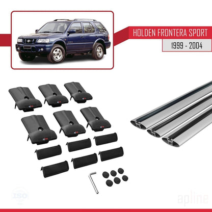 Compatible with Holden Frontera Sport 2 1999-2004 FLY Model Car Roof Rack Cross Bar Grey Aluminium 3 Bars