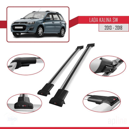 Compatible with Lada Kalina 2 SW 2013-2018 FLY Model Car Roof Rack Cross Bar Grey Aluminium 2 Bars