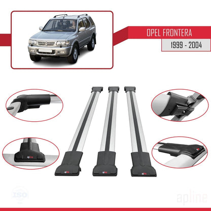 Compatible with Opel Frontera 2 1999-2004 FLY Model Car Roof Rack Cross Bar Grey Aluminium 3 Bars