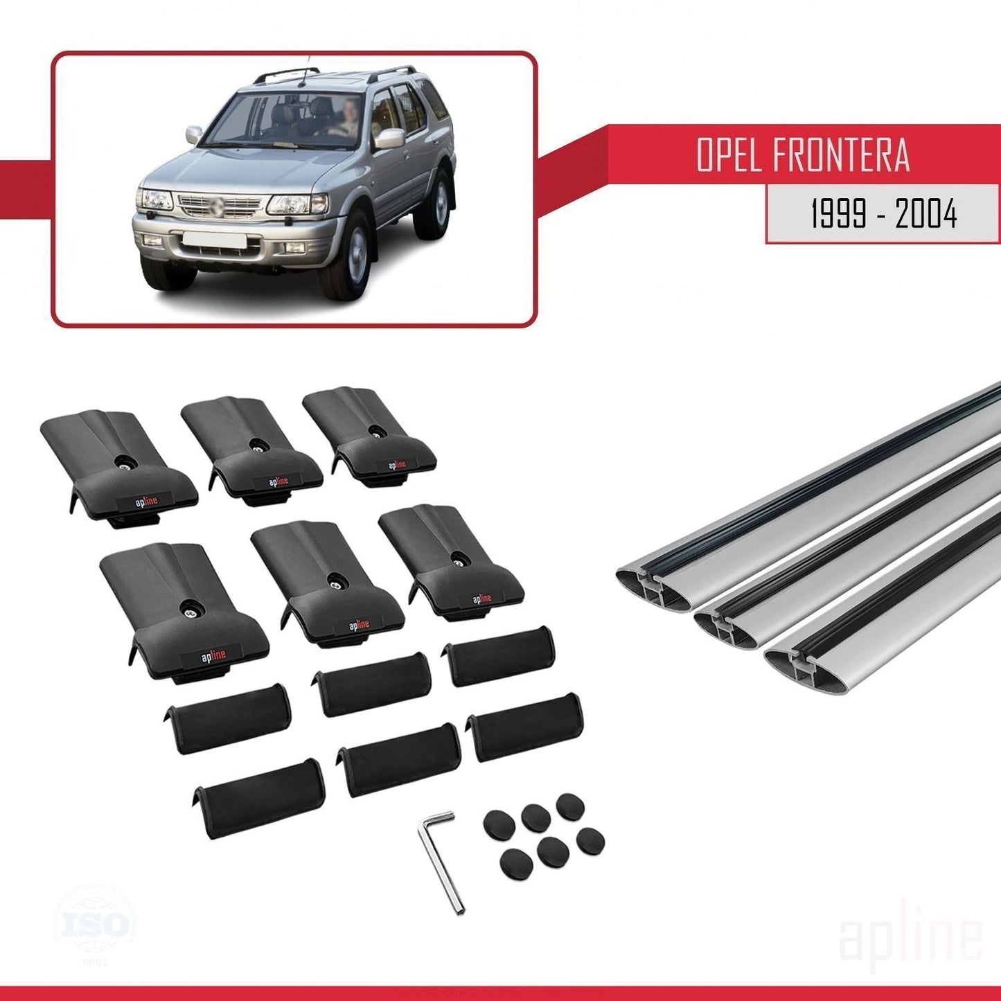 Compatible with Opel Frontera 2 1999-2004 FLY Model Car Roof Rack Cross Bar Grey Aluminium 3 Bars