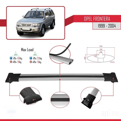 Compatible with Opel Frontera 2 1999-2004 FLY Model Car Roof Rack Cross Bar Grey Aluminium 2 Bars