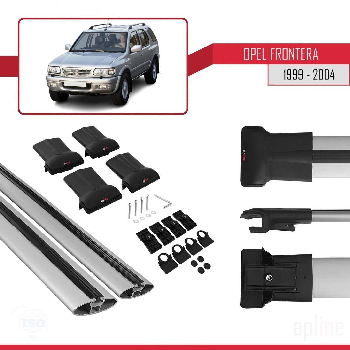 Compatible with Opel Frontera 2 1999-2004 FLY Model Car Roof Rack Cross Bar Grey Aluminium 2 Bars