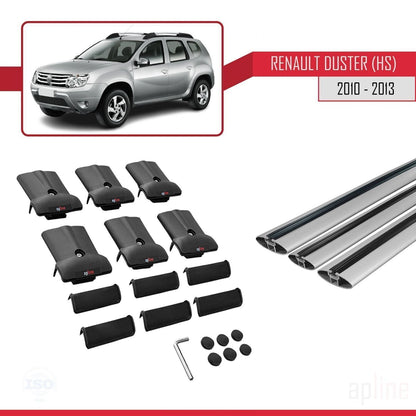 Compatible with Renault Duster (HS) Pre-Facelift 2010-2013 FLY Model Car Roof Rack Cross Bar Grey Aluminium 3 Bars