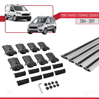 Compatible with Ford Transit/Tourneo Courier Pre-Facelift 2014-2017 FLY Model Car Roof Rack Cross Bar Grey Aluminium 4 Bars