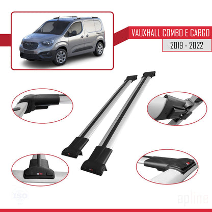 Compatible with Vauxhall Combo E Cargo 2019-2022 FLY Model Car Roof Rack Cross Bar Grey Aluminium 2 Bars