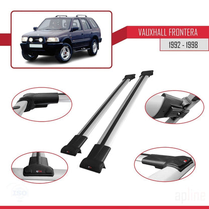 Compatible with Vauxhall Frontera 1992-1998 FLY Model Car Roof Rack Cross Bar Grey Aluminium 2 Bars