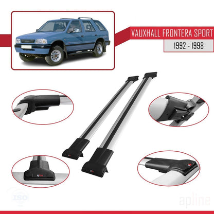 Compatible with Vauxhall Frontera Sport 1992-1998 FLY Model Car Roof Rack Cross Bar Grey Aluminium 2 Bars