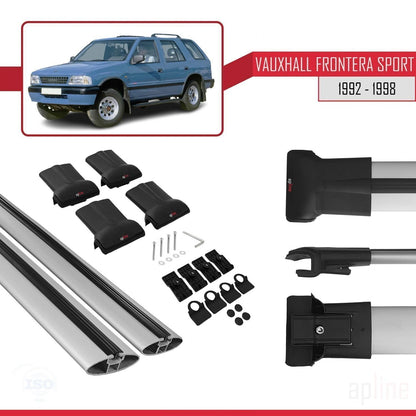 Compatible with Vauxhall Frontera Sport 1992-1998 FLY Model Car Roof Rack Cross Bar Grey Aluminium 2 Bars