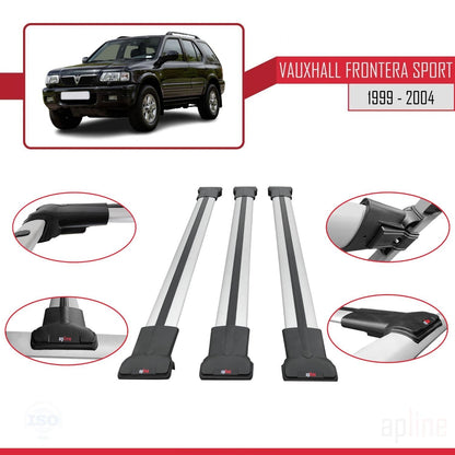 Compatible with Vauxhall Frontera 2 Sport 1999-2004 FLY Model Car Roof Rack Cross Bar Grey Aluminium 3 Bars