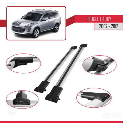 Compatible with Peugeot 4007 2007-2012 FLY Model Car Roof Rack Cross Bar Grey Aluminium 2 Bars