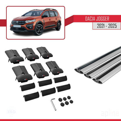 Compatible with Dacia Jogger 2021-2025 FLY Model Car Roof Rack Cross Bar Grey Aluminium 3 Bars
