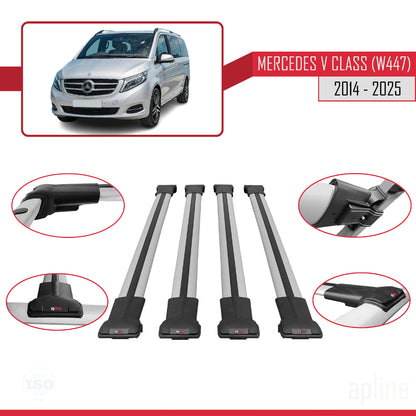 Compatible with Mercedes V Class 3 (W447) 2014-2025 FLY Model Car Roof Rack Cross Bar Grey Aluminium 4 Bars