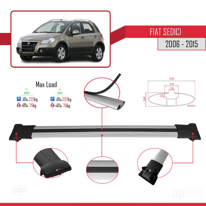 Compatible with Fiat Sedici 2006-2015 FLY Model Car Roof Rack Cross Bar Grey Aluminium 3 Bars