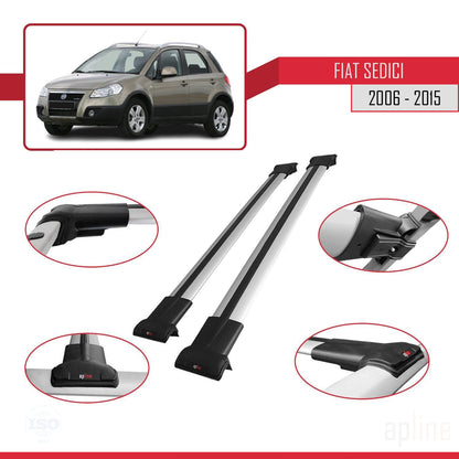 Compatible with Fiat Sedici 2006-2015 FLY Model Car Roof Rack Cross Bar Grey Aluminium 2 Bars