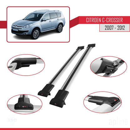 Compatible with Citroen C-Crosser 2007-2012 FLY Model Car Roof Rack Cross Bar Grey Aluminium 2 Bars