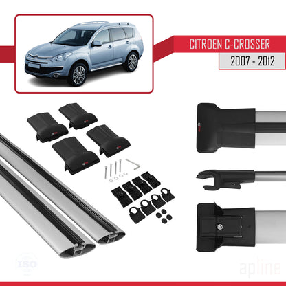 Compatible with Citroen C-Crosser 2007-2012 FLY Model Car Roof Rack Cross Bar Grey Aluminium 2 Bars