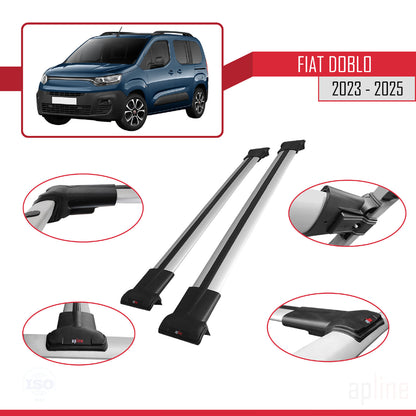 Compatible with Fiat Doblo 3 2023-2025 FLY Model Car Roof Rack Cross Bar Grey Aluminium 2 Bars