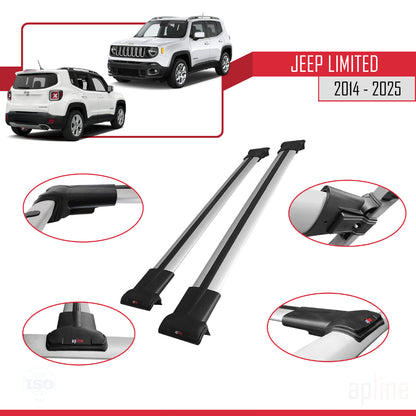Compatible with Jeep Limited 2014-2025 FLY Model Car Roof Rack Cross Bar Grey Aluminium 2 Bars