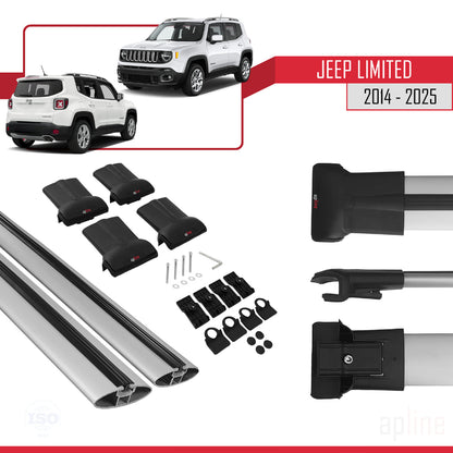Compatible with Jeep Limited 2014-2025 FLY Model Car Roof Rack Cross Bar Grey Aluminium 2 Bars