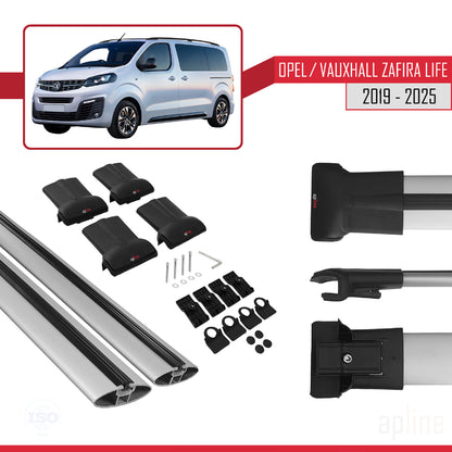Compatible with Opel Zafira Life 2019-2025 FLY Model Car Roof Rack Cross Bar Grey Aluminium 2 Bars