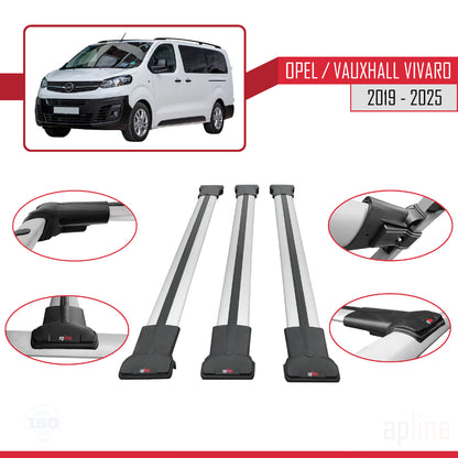 Compatible with Opel Vivaro C 2019-2025 FLY Model Car Roof Rack Cross Bar Grey Aluminium 3 Bars