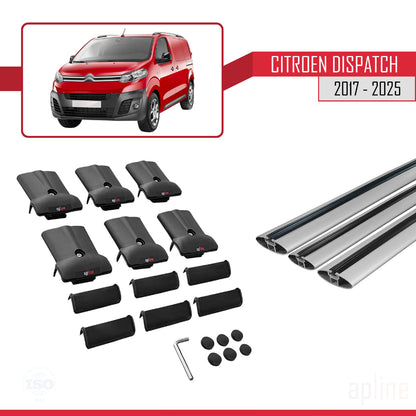Compatible with Citroen Dispatch (K0) 2017-2025 FLY Model Car Roof Rack Cross Bar Grey Aluminium 3 Bars