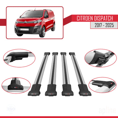 Compatible with Citroen Dispatch (K0) 2017-2025 FLY Model Car Roof Rack Cross Bar Grey Aluminium 4 Bars