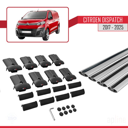 Compatible with Citroen Dispatch (K0) 2017-2025 FLY Model Car Roof Rack Cross Bar Grey Aluminium 4 Bars