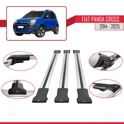 Compatible with Fiat Panda Cross 2014-2025 FLY Model Car Roof Rack Cross Bar Grey Aluminium 3 Bars