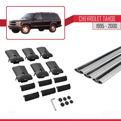 Compatible with Chevrolet Tahoe 1995-2000 FLY Model Car Roof Rack Cross Bar Grey Aluminium 3 Bars