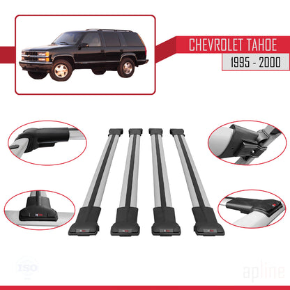Compatible with Chevrolet Tahoe 1995-2000 FLY Model Car Roof Rack Cross Bar Grey Aluminium 4 Bars