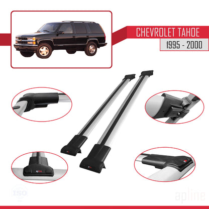 Compatible with Chevrolet Tahoe 1995-2000 FLY Model Car Roof Rack Cross Bar Grey Aluminium 2 Bars